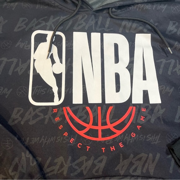 Vtg NBA Black Men’s Hoodie “Respect The Game” Pullover Basketball Sz Large - Picture 5 of 10